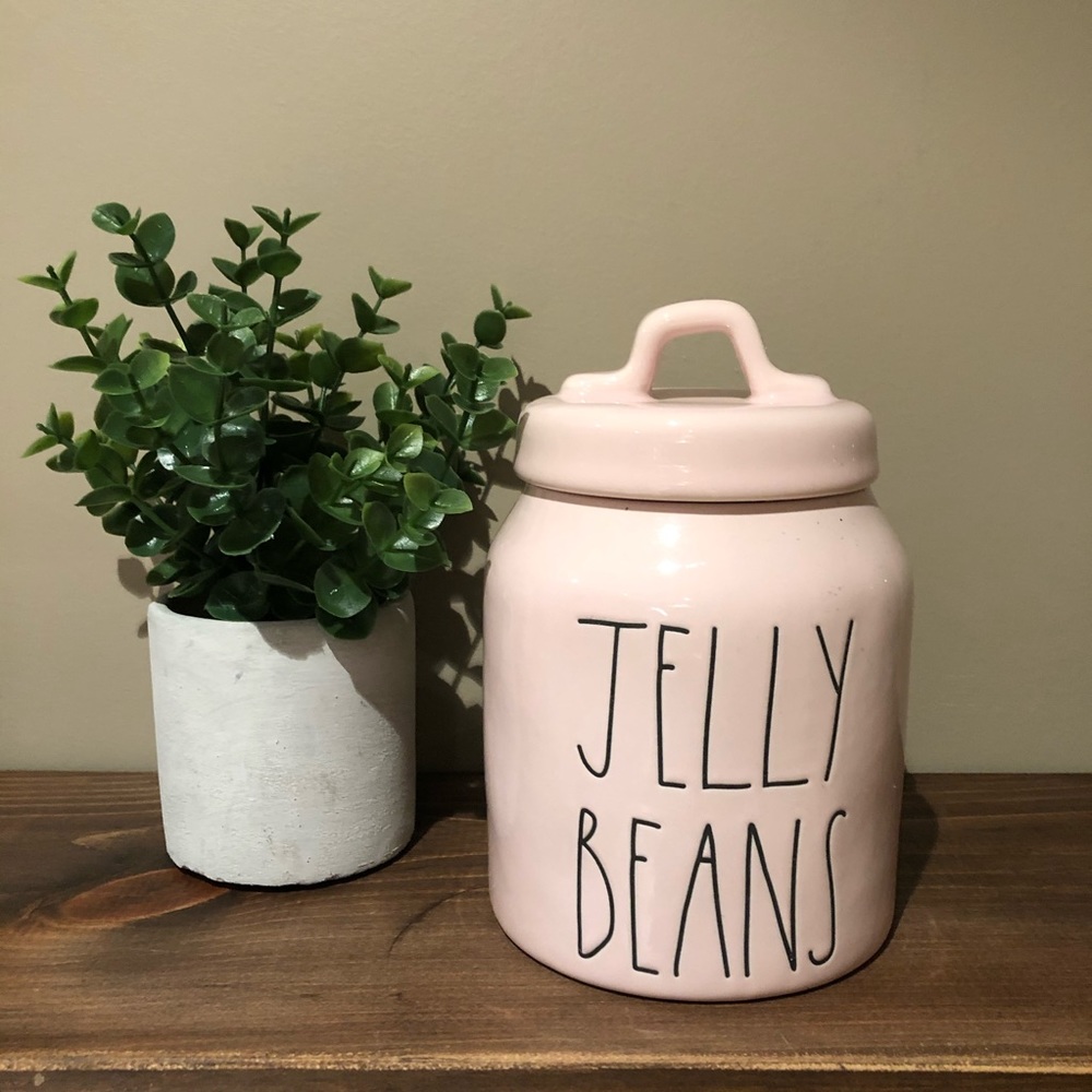 RAE DUNN pink Jelly Beans canister